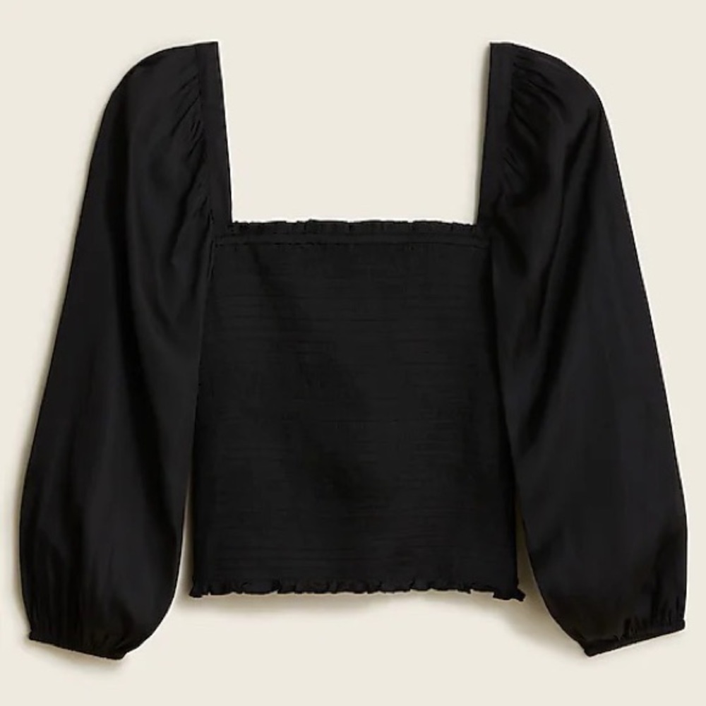 J Crew Squareneck smocked featherweight satin top